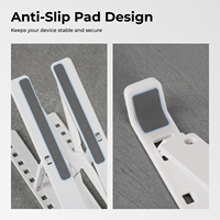 Support portable 2-en-1 pour ordinateur portable avec support de téléphone, 12 niveaux de hauteur réglables, support pliable pour tablette, compatible avec les ordinateurs portables de 11 à 17 pouces