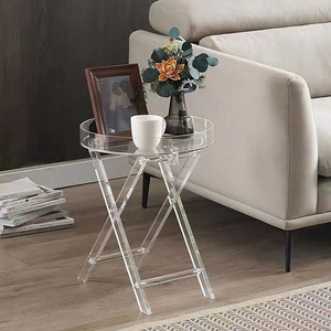 <strong>High</strong> Transparent Acrylic Coffee <strong>Table</strong> Round Desktop Living Room Sofa <strong>Side</strong> <strong>Table</strong> Balcony Small Coffee <strong>Table</strong> - Product Image 1