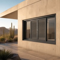 Ventana Corredera de Aluminio con Mosquitera Integrada para Cerramiento de Terraza/Jardín, Producción de Fábrica HUACAI