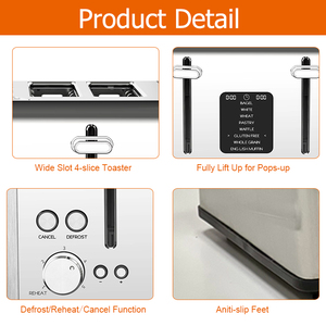 229225 CE/ETL 1630 Wát điện <span class=keywords><strong>4</strong></span> <span class=keywords><strong>Slice</strong></span> nướng bánh mỳ tùy chỉnh thép không gỉ nướng bánh mỳ - Product Image 3