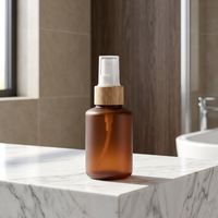 Bouteille en bambou givrée vide ambrée pour crème de soin 60 ml, flacon pompe pulvérisateur en plastique PET populaire pour lotion – Vente en gros