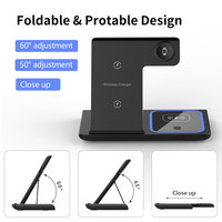 Chargeur sans fil Support de charge rapide Dock Desktop Table Lamp Station 3 en 1 Chargeur sans fil pliable pour plusieurs appareils pour téléphone