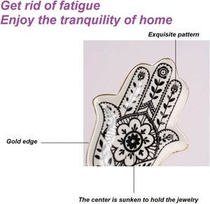 Hot Design Ceramic Trinket Hamsa <b>Ring</b> Dish Holder Small Jewelry Tray Decorative <b>Plate</b> - Product Image 2