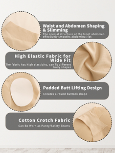 Mutandine modellanti a vita alta da donna, imbottite per sollevare i glutei, contenitive per la pancia, senza cuciture, modellante corpo intero invisibile per uso quotidiano - Product Image 4