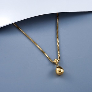 Ultimi gioielli in acciaio inossidabile placcato oro 18 carati catena rotonda goccia d'acqua ciondolo goccia di pioggia alla moda per le donne collana festa P233396 - Product Image 5