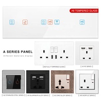 SRAN-enchufe Universal de pared con panel de cristal, 5 pines, 13a, 110V, multifunción, doble usb, 5V, 2.1A, 86mm x 86mm