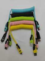 Kabel Charger Desain Logo 1.2m 3 in 1 120W Kabel USB Tipe C Micro Pengisian Cepat Kabel Data Transparan