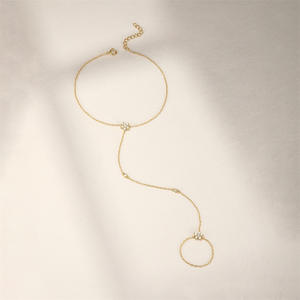 Personalizado S925 <span class=keywords><strong>plata</strong></span> esterlina apilado enlace muñeca cadena CZ flor dedo anillo mano cadena <span class=keywords><strong>para</strong></span> mujeres moda esclavo pulseras - Product Image 4