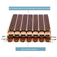 Panneau acoustique en fibre de bambou moderne, sans formaldéhyde, écologique, placage à lattes, épaisseur 10/12 mm, revêtement mural pleine hauteur, réduction du bruit de 70 %