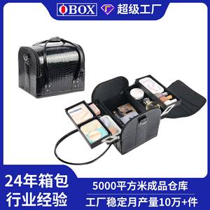 Sac de maquillage imperméable Obox, motif crocodile noir, étui en cuir avec fermeture à glissière, rangement cosmétique portable pour usage domestique - Product Image 4