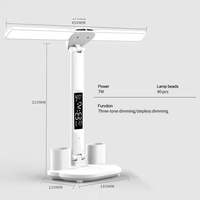 Lampe de lecture LED à anneau lumineux à température de couleur réglable avec calendrier, date, veilleuse tactile, porte-stylo multifonction