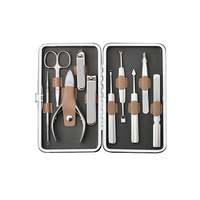 Ensemble de manucure et pédicure de luxe 10 pièces en acier inoxydable avec étui en cuir, cadeau idéal pour hommes et femmes