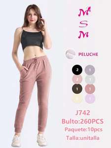 J742 Pantaloni Sportivi da Donna in Maglia Tinta Unita con Tasche, Traspiranti in Cotone e Fibra di Bambù, Joggers Casual Autunnali - Product Image 3