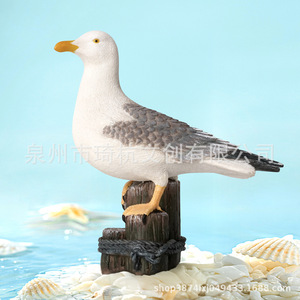 Sculpture de mouette en résines synthétiques peintes, ornement de jardin extérieur, décoration d'oiseau autoportante - Product Image 2