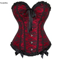 6 broches femmes laçage pansement poitrine liant Bustier minceur corps Shaper vapeur Punk Style gothique Vintage Corsets avec jupe
