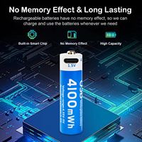 Batería Recargable de Iones de Litio AA4100mWh 1.5V USB-C para Microcontroladores, Micrófonos y Linternas con Baterías Digitales en Stock