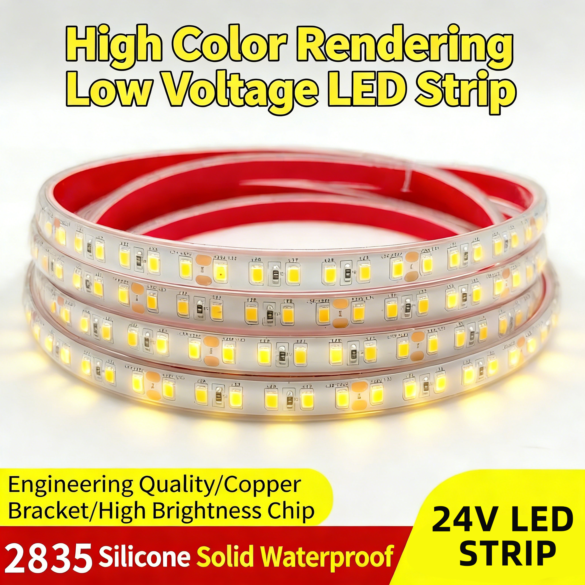 12V 24V SMD2835 IP68 Waterproof Underwater Light Pool Light Brightness Flexible LED Strip Warm White/Cool White