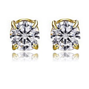 Pendientes de Zirconia Redondos con Engaste Magnético de Acero Inoxidable 316 |   Joyería de Moda Hipoalergénica Unisex Chapada en Oro para Fiestas - Product Image 5