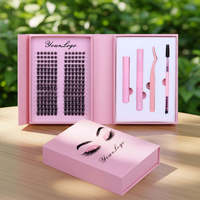 Bulu Mata Palsu Mewah Buatan Tangan Model Spike Diy Cluster Lashes Individual Mix Cd Natural Eyelashes Lash Clusters Tray Kit Logo Kustom