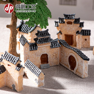 Modelos en miniatura de arquitectura antigua china Jiangnan, adornos decorativos de resina para manualidades de paisajismo de bonsái - Product Image 2