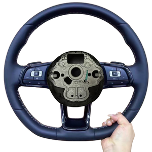 Volante Deportivo de Cuero Totalmente Negro Compatible con Volkswagen VW Polo MK7 Passat Golf 4 5 6 7 8 GTI <span class=keywords><strong>R</strong></span> <span class=keywords><strong>Line</strong></span> MK5 MK6 MK7 MK8 - Product Image 6