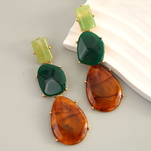 Orecchini Pendenti ZA in Resina Geometrica Esagerata Multistrato in Metallo <span class=keywords><strong>Accessori</strong></span> <span class=keywords><strong>Moda</strong></span> Semplici a Goccia - Product Image 3