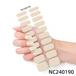 Salon kalite UV lehçe jel tırnak etiket yarım eğri jel tok renk yarı kürlenmiş jel tırnak şeritler UV ışık sertleşmesine - Product Image 6