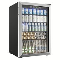 Réfrigérateur à bière commercial compact pour comptoir, sous-meuble, 3 portes vitrées, rétro, refroidissement par air, acier inoxydable