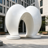 Escultura de Fibra de Vidrio Abstracta Grande Personalizada, Estatua de Arte Moderna con Curvas Huecas, Impermeable, para Plaza Comercial, Ciudad