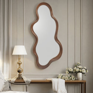 Specchi Decorativi da Parete in Stile Rustico, Specchio Decorativo Irregolare in Legno da Appendere per Ingresso, Soggiorno e Casa - Product Image 5