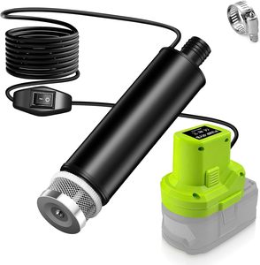 Adaptateur de pompe à eau <span class=keywords><strong>Ryobi</strong></span> compatible avec la <span class=keywords><strong>batterie</strong></span> <span class=keywords><strong>Ryobi</strong></span> 18V, pompe utilitaire submersible 120W 635GPH, pompe de transfert pour piscines, jardins - Product Image 1