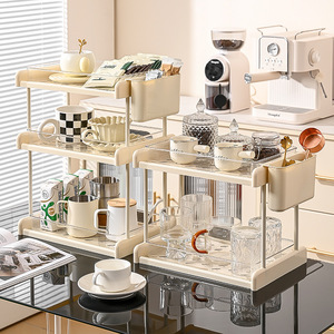 Desktop Multi Tiered Shelf Cream Color 3 Tier Stackable Drain Tray Teacup Storage Rack Multipurpose Kitchen Organizer - Product Image 2