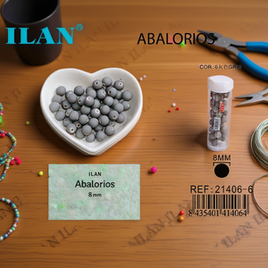 Perline Rotonde Grigie ILAN da 8mm per Creazione di Gioielli - Product Image 3