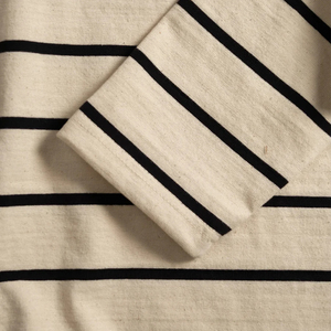 T-<span class=keywords><strong>shirt</strong></span> à manches longues rayé pour homme en coton 100% de haute qualité, logo personnalisé, col rond épais, style vintage décontracté - Product Image 6