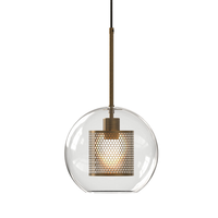 Lustre en verre rond de style nordique, minimaliste, pour hôtel, chevet, café, bar, luminaire suspendu en verre industriel à LED