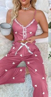 Set Piyama dan Celana Bermotif Tema Cinta Terlaris untuk Wanita, Cocok untuk Dipakai di Rumah, Desain Sederhana