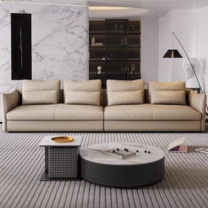 Ensemble de canapés <span class=keywords><strong>d</strong></span>'<span class=keywords><strong>angle</strong></span> modernes et minimalistes canapés <span class=keywords><strong>d</strong></span>'intérieur en cuir véritable paresseux blanc pour salon avec plumes pour meubles de maison - Product Image 2