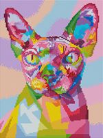 Kit de Peinture Diamant Personnalisé Chaudement Recommandé : Chat Sphynx Abstrait, Broderie Mosaïque à Diamants Carrés, Décoration Murale, Commande en Gros