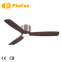 Ventilateur de plafond encastré à pales courbes en bois massif, moteur BLDC réversible avec télécommande sans fil pour intérieur résidentiel à basse hauteur
