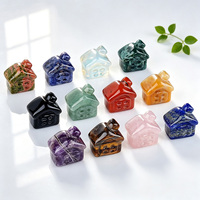Ornement de maison miniature en pierres de guérison sculptées à la main, cristal mélangé, pour décoration de bureau, collection, cadeau