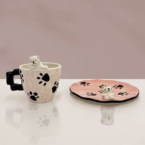 M personalizado y creativo dibujado a mano lindo 3D hecho a mano Oso <span class=keywords><strong>Polar</strong></span> taza de café y plato - Product Image 4