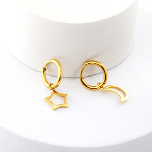 Pendientes de Aro con Forma de Estrella, de Acero Inoxidable Dorado, para Mujer, Pendientes Geométricos de Moda - Product Image 3