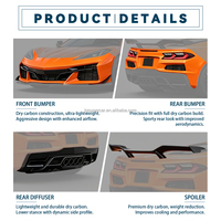 Vente flash - Kit carrosserie style Z06 pour Corvette C8 2020 - Conversion - Pare-chocs avant et arrière - Diffuseur arrière - Accessoires de voiture