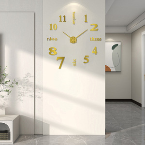 <span class=keywords><strong>Horloge</strong></span> murale numérique silencieuse minimaliste moderne en <span class=keywords><strong>bois</strong></span> 3D décorative grand format simple à faire soi-même sans perçage pour mariage - Product Image 3
