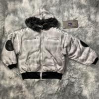 DENIMGUYS Veste bouffante réversible personnalisée Hiphop Streetwear manteau en duvet épaissi hommes Vintage délavé doudoune