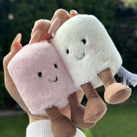 Porte-clés en peluche gâteau barbe à papa, jouet en peluche, cadeau d'anniversaire, pendentif fantaisie pour amis