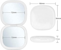Miroir de Maquillage LED Double Face avec Éclairage, Forme Miroir, USB, Grossissement, Pliable, Interrupteur à Bouton, en Verre, Finition Argentée