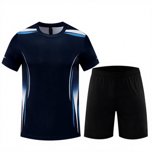 Conjunto Deportivo Unisex <span class=keywords><strong>de</strong></span> Verano para Correr, <span class=keywords><strong>de</strong></span> Secado Rápido, Poliéster, Holgado, para Fitness, Camiseta <span class=keywords><strong>de</strong></span> Manga Corta y Pantalones Cortos Elásticos - Product Image 1