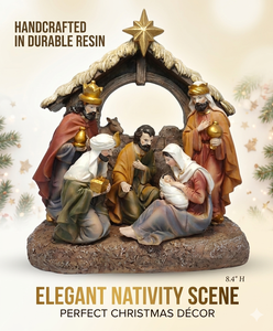 Juego <span class=keywords><strong>de</strong></span> Nacimiento Navideño <span class=keywords><strong>de</strong></span> Resina <span class=keywords><strong>de</strong></span> 8.4 Pulgadas con Estrella Dorada, Figuras <span class=keywords><strong>de</strong></span> la Sagrada Familia y los <span class=keywords><strong>Reyes</strong></span> <span class=keywords><strong>Magos</strong></span>, Decoración Tradicional para el Hogar - Product Image 1
