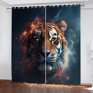 Tùy Chỉnh Nhà Tiger In Rèm Cửa Sổ Tùy Chỉnh 3D In Kỹ Thuật Số Polyester Phòng Khách Màn Hình Ảnh Rèm Cửa
